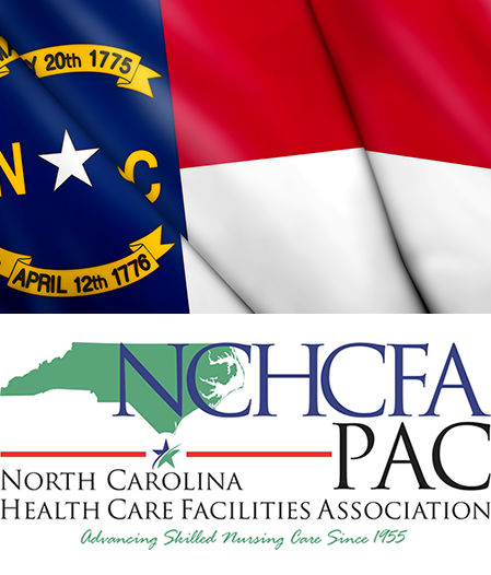 NC flag with NCHCFA PAC logo